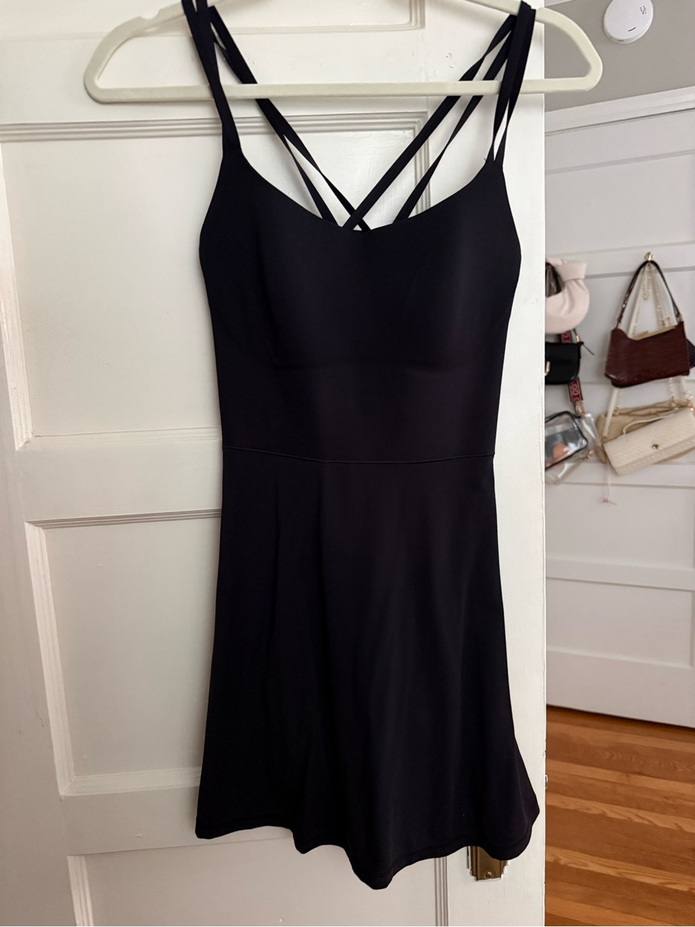 aerie Black Strappy Fit-and-Flare Mini Dress